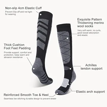 Kuyou Ski Socks: Thermal Knee High Warm Winter Gear