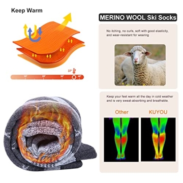 Kuyou Ski Socks: Thermal Knee High Warm Winter Gear