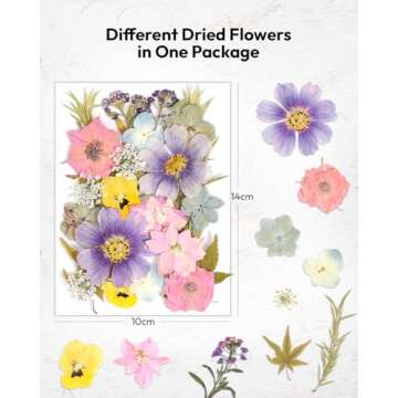 Resiners 100Pcs Dried Pressed Flowers for Craft Resin, Retro Style Real Pressed Flowers Dry Leaves Kit for Art Crafts Resin Jewelry Making Scrapbook Supplies Card Making Soap Candle DIY