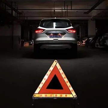 DEDC Car Safety Triangle Warning Kit, Set of 3 Roadside Emergency Kit with Reflective Warning Triangle,Visibility Roadside Vest, LED Road Flares Emergency Lights