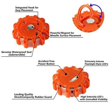 DEDC Car Safety Triangle Warning Kit, Set of 3 Roadside Emergency Kit with Reflective Warning Triangle,Visibility Roadside Vest, LED Road Flares Emergency Lights