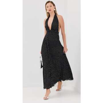 Lioness Women's District Maxi Dress - Onyx Polka, XXLarge Size, Sleeveless Elegance