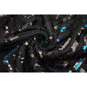 BABEYOND Women's 1920s Flapper Dress V Neck Slip Dress Roaring 20s Great Gatsby Dress for Party (Black, s)