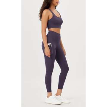 ODODOS Women's High Waisted 7/8 Yoga Leggings with Pockets, 25" Inseam Tummy Control Non See Through Workout Athletic Running Yoga Pants, Dark Purple, XX-Large