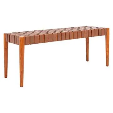 Stylish Safavieh 47-inch Cognac and Leather Weave Bench