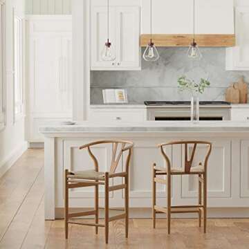 Amazon Brand – Stone & Beam Wishbone Counter-Height dining chair, 35.5"H, Birch/Natural