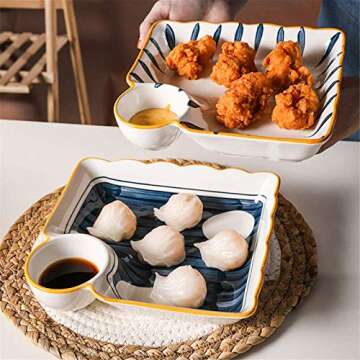 YRHH 2Pcs Ceramic Japanese Sushi Plates Dinnerware Set