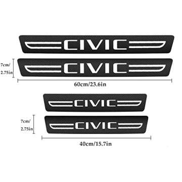 4PCS Car Door Sill Protector for Honda Civic,Thicken Carbon Fiber Anti Scratch Car Door Pedal Protec...