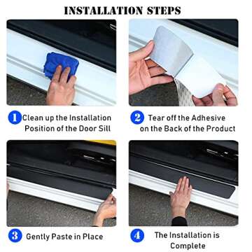 4PCS Car Door Sill Protector for Honda Civic,Thicken Carbon Fiber Anti Scratch Car Door Pedal Protector Anti-Collision Door Edge Guard Paint Protection Film