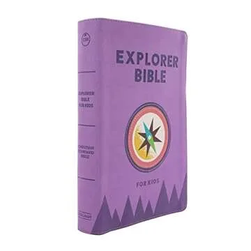 CSB Explorer Bible for Kids, Lavender Compass LeatherTouch, Red Letter, Full-Color Design, Photos, Illustrations, Charts, Videos, Activities, Easy-to-Read Bible Serif Type