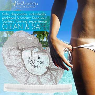 Belloccio 100 Disposable Hair Net Caps for Tanning
