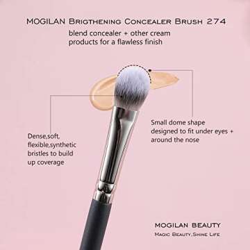 MOGILAN Concealer Brush Under Eye Brightening Eye Blending Makeup Brush For Eye Cream and Concealer Covers Blemishes Imperfections Dark Circles Blending with Powder Liquid Cosmetics Face Brush 274