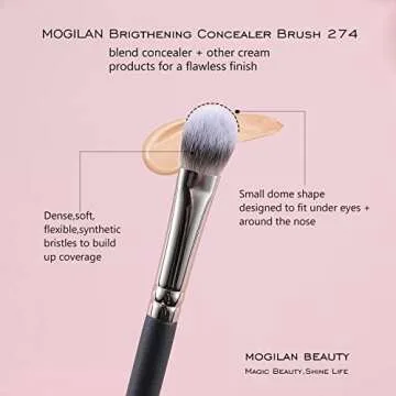 MOGILAN Concealer Brush Under Eye Brightening Eye Blending Makeup Brush For Eye Cream and Concealer Covers Blemishes Imperfections Dark Circles Blending with Powder Liquid Cosmetics Face Brush 274