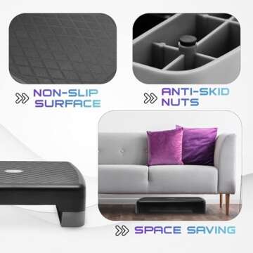 Yes4All Aerobic Exercise Step Platform with Adjustable Risers for Home Gym Fitness Workout