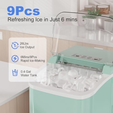 NEWBULIG Portable Ice Maker: 9 Cubes in 6 Minutes