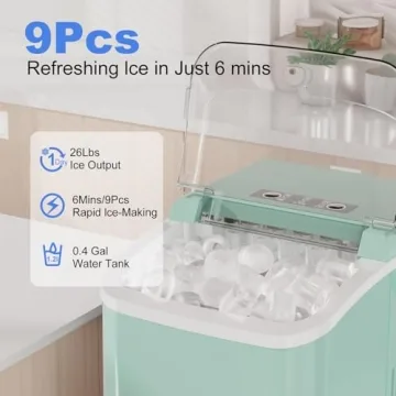 NEWBULIG Portable Ice Maker: 9 Cubes in 6 Minutes