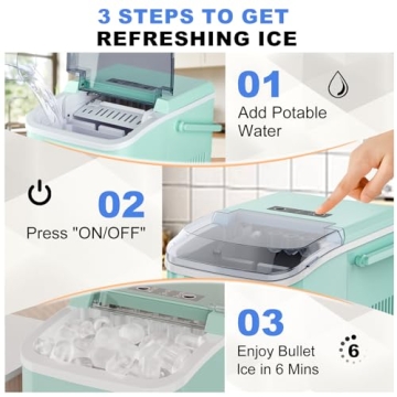 NEWBULIG Portable Ice Maker: 9 Cubes in 6 Minutes