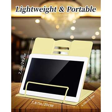 MSDADA Desk Book Stand Metal Reading Rest Book Holder Adjustable Cookbook Documents Holder Portable ...