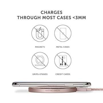 Native Union Drop - High Speed Wireless Charger [Qi Certified] 10W Non-Slip Fast Wireless Charging Pad - Compatible with iPhone 12/12 Pro/12 Pro Max/12 mini/11/11 Pro/11 Pro Max (Rose)