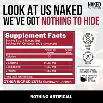 Unflavored Vegan Naked BCAA Powder - 100 Servings