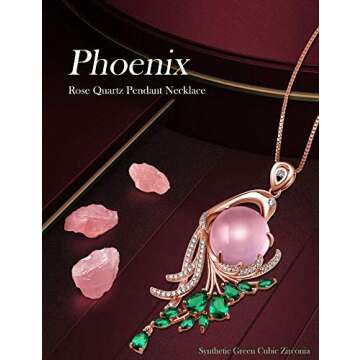 HXZZ Fine Jewelry Natural Gemstone Rose Quartz Necklace for Women, Gifts for Her