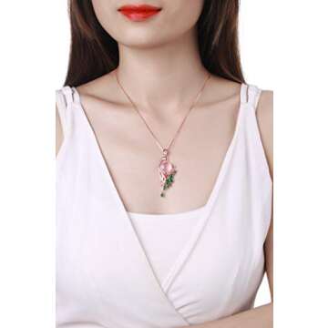 HXZZ Rose Quartz Sterling Silver Pendant Necklace