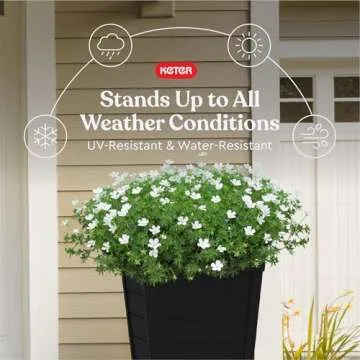 Keter 22 Inch Tall Resin Flower Pots for Modern Decor