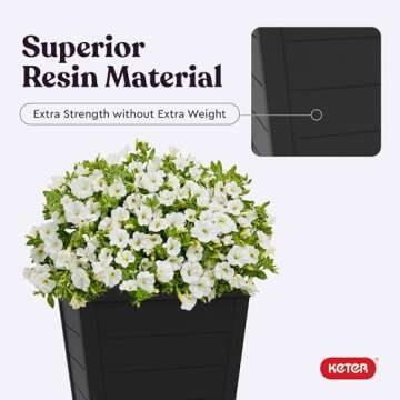 Keter 22 Inch Tall Resin Flower Pots for Modern Decor