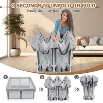 Foldable 50"x50" Baby Playpen - Safe Play for Toddlers, No Assembly
