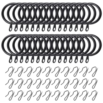 Elegant 60-piece Metal Curtain Rings & Hooks Set