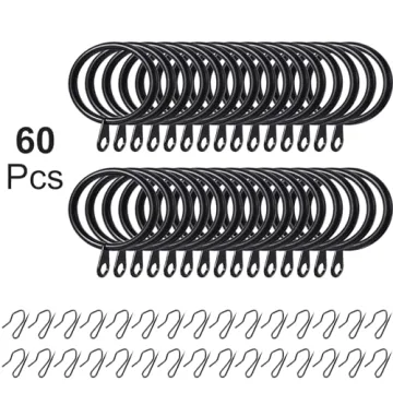 Elegant 60-piece Metal Curtain Rings & Hooks Set
