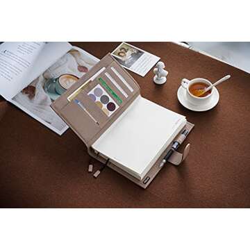 Moterm Leather Cover for A5 Notebooks - Fits Hobonichi Cousin, Stalogy and Midori MD Planners, with Pen Loop, Card Slots and Back Pocket (Pebbled-Taupe)