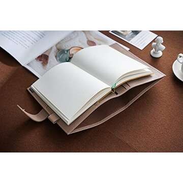 Moterm Leather Cover for A5 Notebooks - Fits Hobonichi Cousin, Stalogy and Midori MD Planners, with Pen Loop, Card Slots and Back Pocket (Pebbled-Taupe)