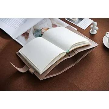 Moterm Leather Cover for A5 Notebooks - Fits Hobonichi Cousin, Stalogy and Midori MD Planners, with Pen Loop, Card Slots and Back Pocket (Pebbled-Taupe)