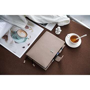 Moterm Leather Cover for A5 Notebooks - Fits Hobonichi Cousin, Stalogy and Midori MD Planners, with Pen Loop, Card Slots and Back Pocket (Pebbled-Taupe)