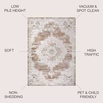 JONATHAN Y MDP400B-8 Alhambra Ornate Medallion Modern Indoor Area-Rug Vintage Bohemian Easy-Cleaning...