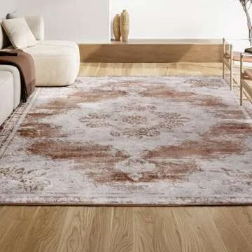 JONATHAN Y MDP400B-8 Alhambra Ornate Medallion Modern Indoor Area-Rug Vintage Bohemian Easy-Cleaning Bedroom Kitchen Living Room Non Shedding, 8 ft x 10 ft, Brown/Cream