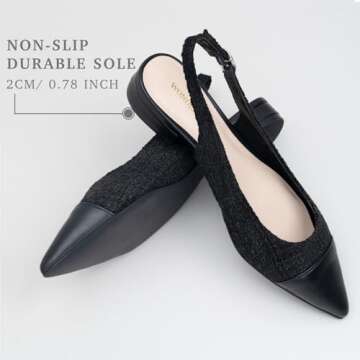 WONDERWAY Women's Stylish Tweed Slingback Flats