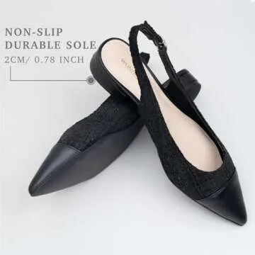 WONDERWAY Women's Stylish Tweed Slingback Flats