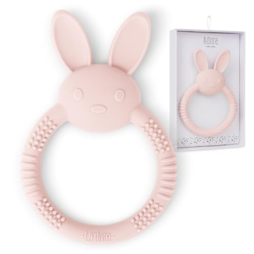 Silicone Baby Bunny Teething Toys - Silicone Teether Toys for Babies 0-6 Months - Cute Animal-Shaped...