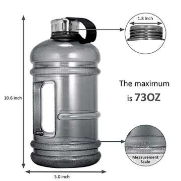 Vaupan Half Gallon Big Water Bottle, 2.2L/73 OZ Large Leak Proof Sports Jug with Handle,Huge BPA Fre...