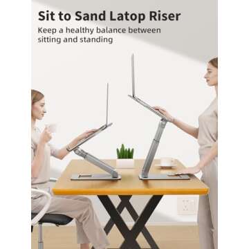 tounee Laptop Stand for Desk - Height Adjustable & Ergonomic Design in Silver