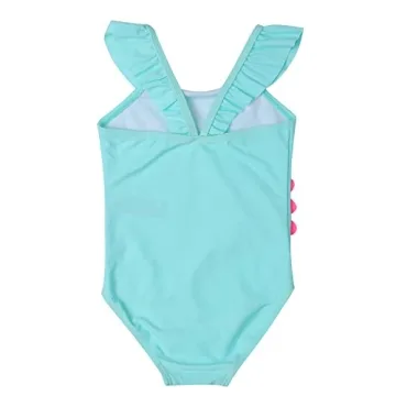 LIZENS Girls Swimsuit One Piece Beach Bathing Suit for Girls Toddler Swimwear Flamingo（6-7t）