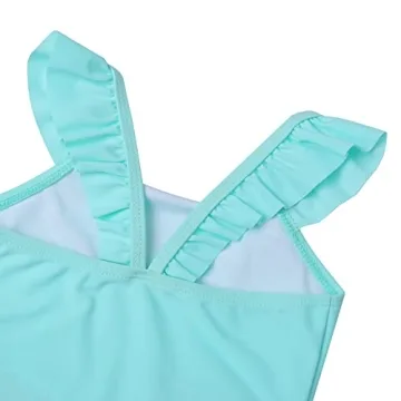 LIZENS Girls Swimsuit One Piece Beach Bathing Suit for Girls Toddler Swimwear Flamingo（6-7t）