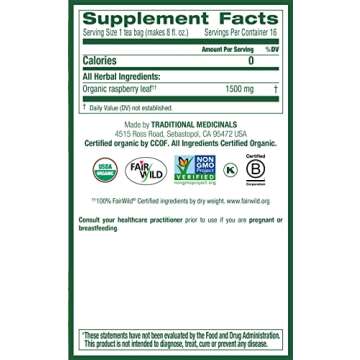 Traditional Medicinals Organic Raspberry Leaf Herbal Tea, Eases Menstrual Cramps & Supports Healthy Pregnancy (Pack of 2) - 32 Tea Bags