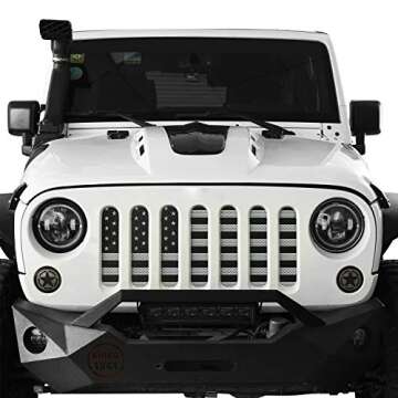Hooke Road Wrangler Grill Insert - US Flag Mesh Grille for Jeep JK & Unlimited 2007-2018