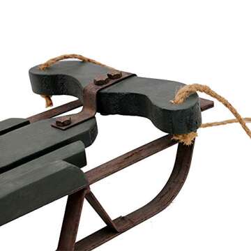 Morning View Christmas Sleigh Outdoor Decoration Wood Sleigh Decor Rustic Wall Hanging Sled Holiday Decor Christmas Sled Wood Hanging Sled Ornament with Jute Rope Xmas Decorations for Home (Green)