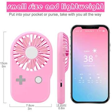 Aluan Mini Handheld Fan Powerful Small Personal Portable Fan Speed Adjustable USB Rechargeable Cooling for Kids Girls Woman Home Office Outdoor Travel