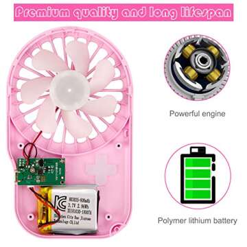 Aluan Mini Handheld Fan Powerful Small Personal Portable Fan Speed Adjustable USB Rechargeable Cooling for Kids Girls Woman Home Office Outdoor Travel