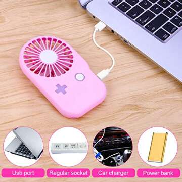 Aluan Mini Handheld Fan Powerful Small Personal Portable Fan Speed Adjustable USB Rechargeable Cooling for Kids Girls Woman Home Office Outdoor Travel